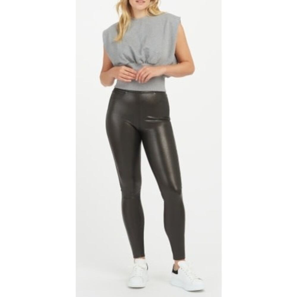 Spanx Leather-Like Black Skinny Pants Size M